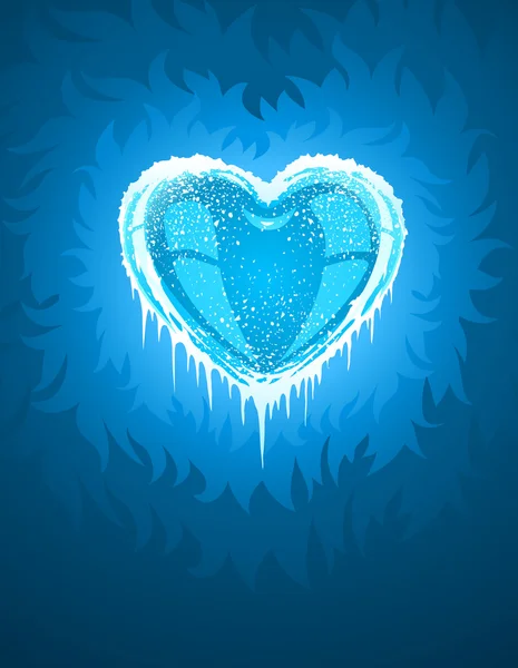 Niebieski zimne lodowe serce — Wektor stockowy