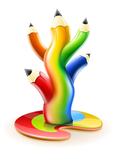 Drzewo kolor koncepcja kreatywnych sztuki ołówki — Wektor stockowy