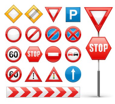 icons set of road signs clipart
