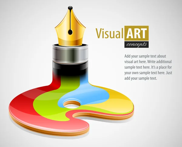 Pluma de tinta como símbolo de las artes visuales — Vector de stock