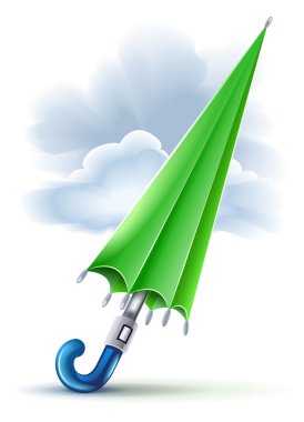 closed umbrella and clouds in rainy weather clipart