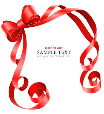 greeting card template with red ribbon and bow clipart