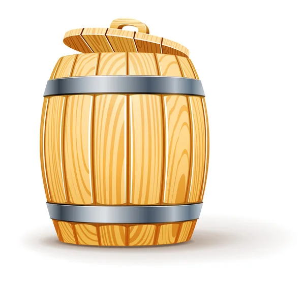Wooden barrel with lid — Stock Vector