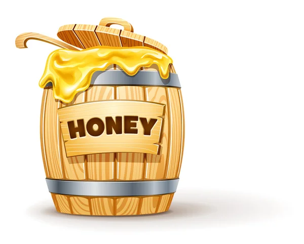 Holzfass voller Honig — Stockvektor