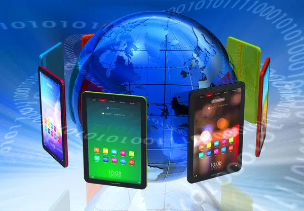 Global tablet pc boom concetto — Foto Stock