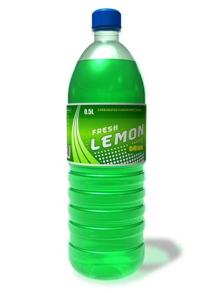 Orzeźwiający napój cytrynowy w butelce z tworzywa sztucznego — Zdjęcie stockowe