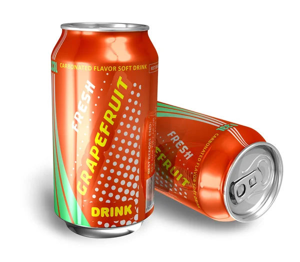 Grapefruit soda drinks in metal cans — Stock Photo, Image