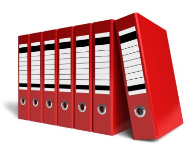 Row of red office folders clipart