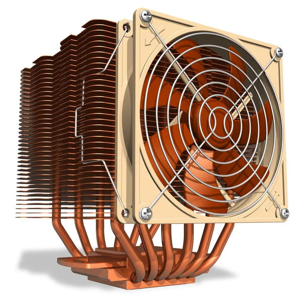 Powerful copper CPU cooler with heatpipes — Stock Photo, Image