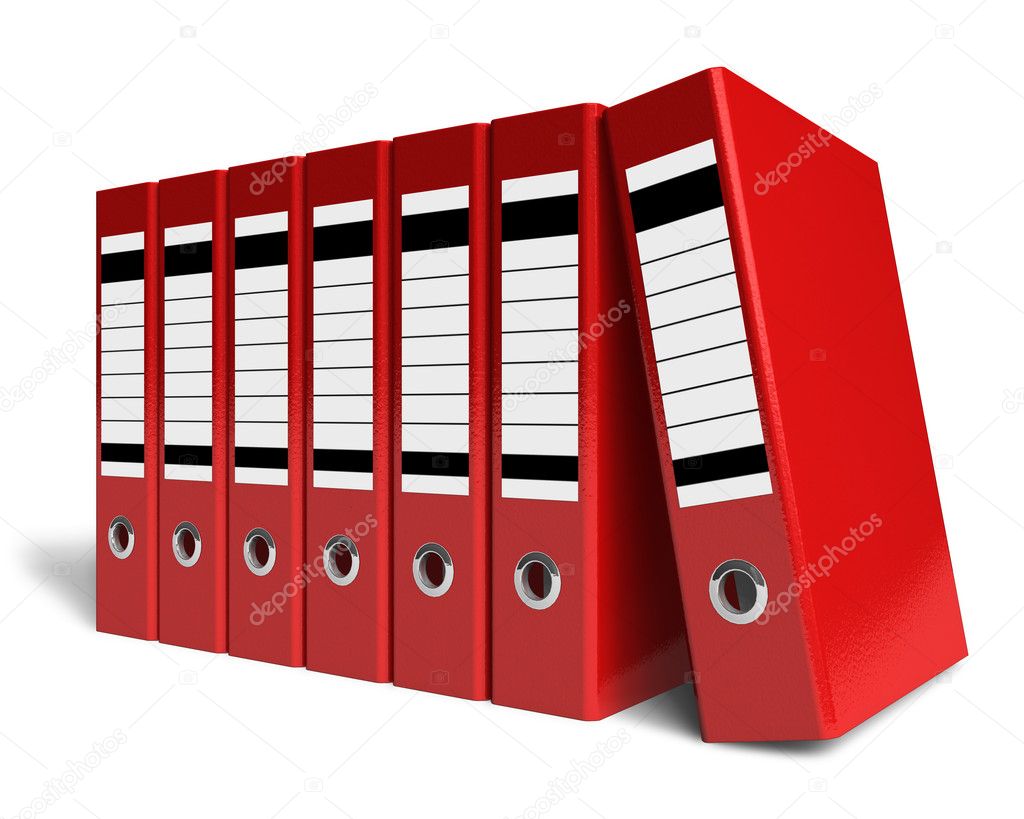 Row of red office folders