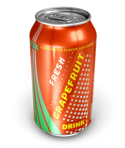 Grapefruit soda drink in metal can — Stock Photo, Image
