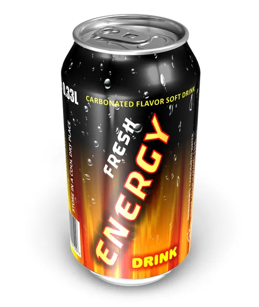 Bebida energética em lata de metal — Fotografia de Stock