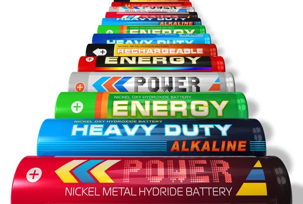 Reihe von aa-Batterien — Stockfoto