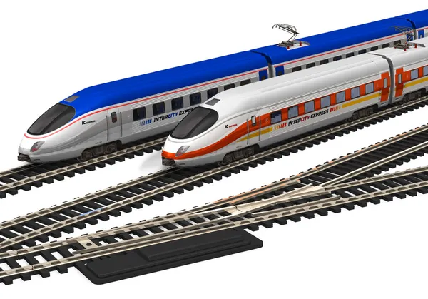 Trens de alta velocidade em miniatura — Fotografia de Stock