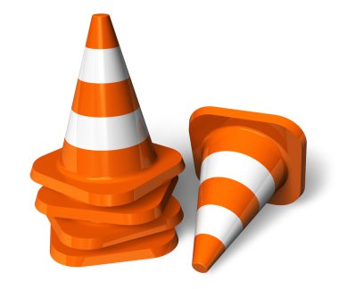 Set of orange traffic cones clipart