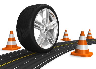 Automotive concept: car wheel on the road clipart