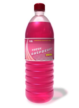 Refreshing raspberry drink in plastic bottle clipart