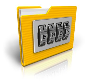 Security concept: file folder with combination lock clipart