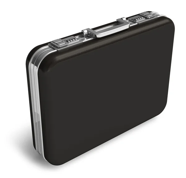 Black leather suitcase — Stock Photo, Image