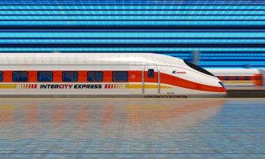 Modern high speed train at the railway station clipart