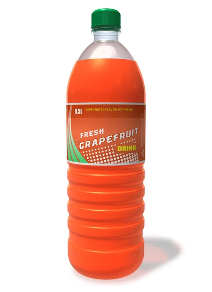 プラスチック製のボトルでさわやかなグレープ フルーツを飲む — ストック写真