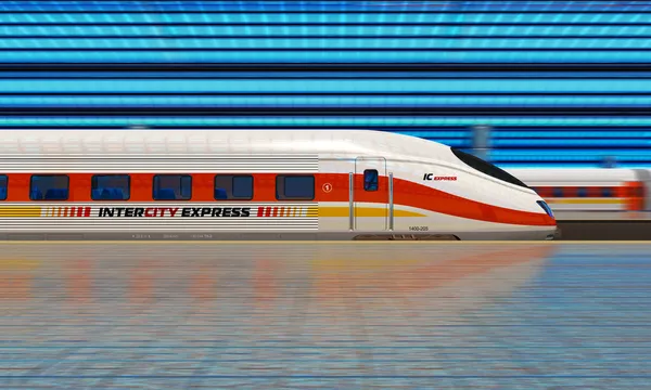 Trem moderno de alta velocidade na estação ferroviária — Fotografia de Stock