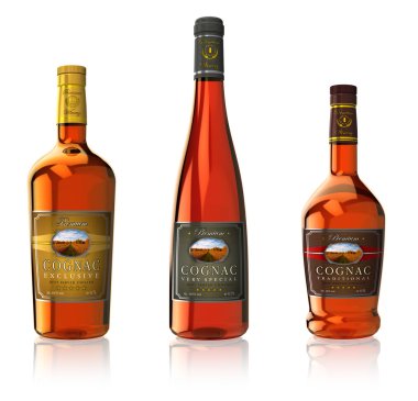 Set of cognac bottles clipart