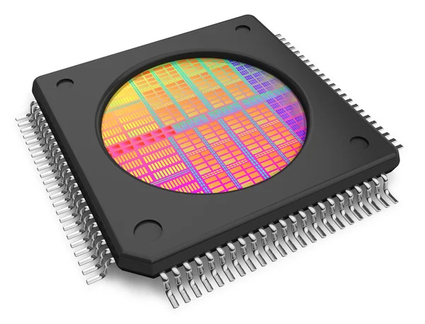 Microchip com matriz visível — Fotografia de Stock