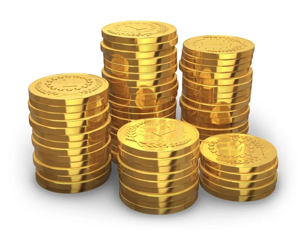 Стопки золотых монет — стоковое фото