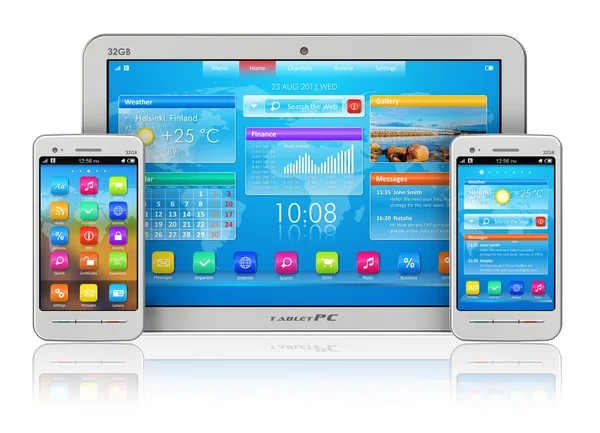 Tablet PC y smartphones — Foto de Stock