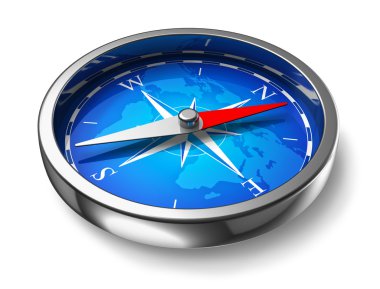 Blue metal compass clipart