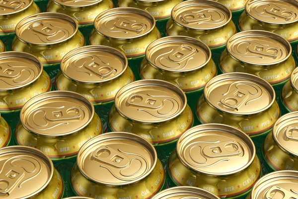 Latas de bebidas metálicas com cerveja — Fotografia de Stock
