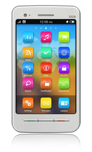 Bílá dotykový smartphone — Stock fotografie