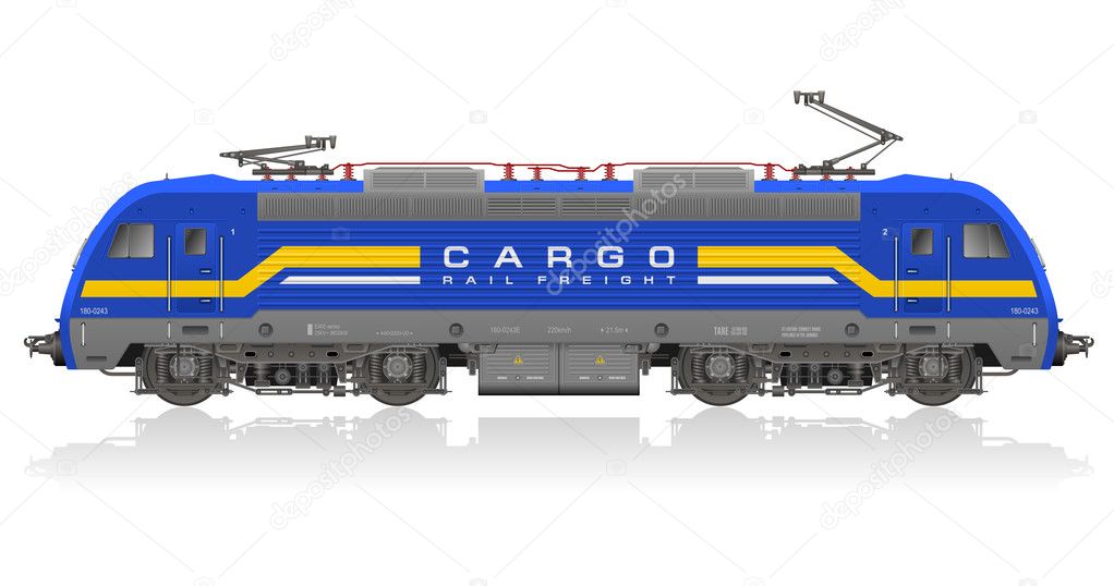 Detailed photorealistic model of electric locomotive