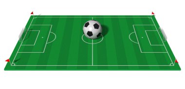 Championship concept: football field with big soccer ball clipart