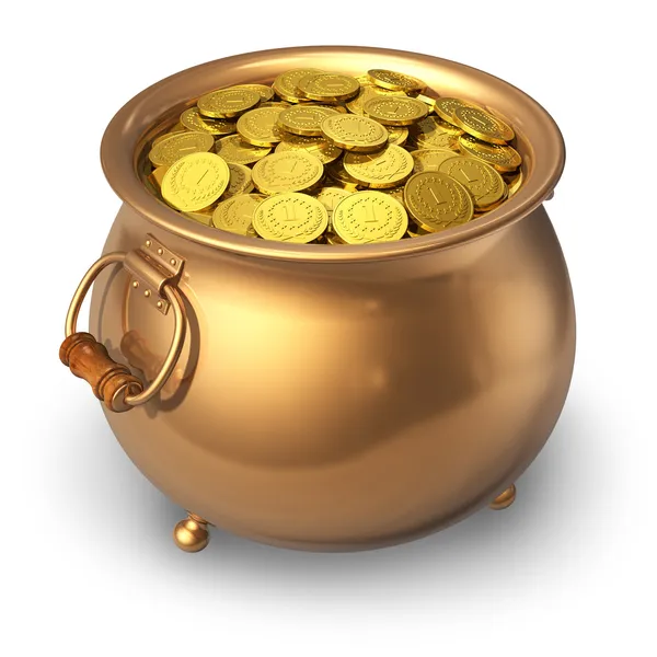 Pot van gouden munten — Stockfoto
