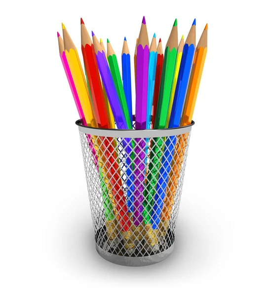 Кольорові олівці в тримачі — стокове фото