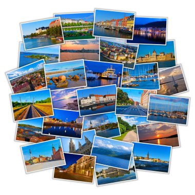 Set of colorful travel photos clipart