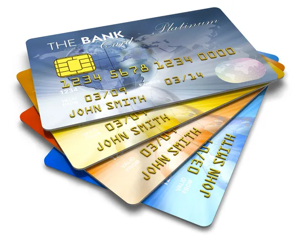 Zestaw kolorowych kart kredytowych — Zdjęcie stockowe