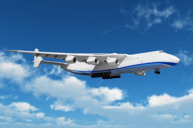 Big freight airiner in the bue sky with clouds clipart