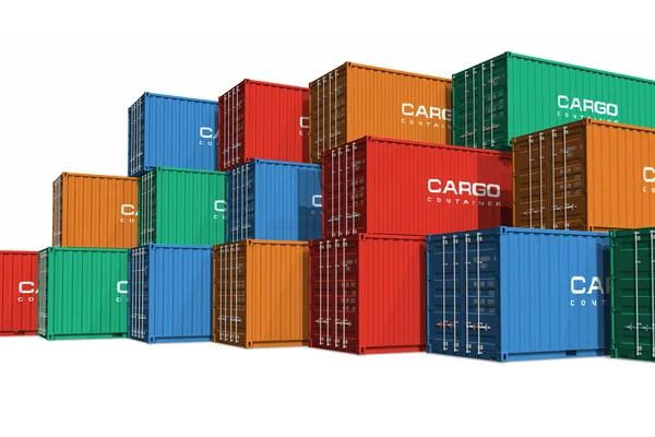 Skládaný barevný nákladní kontejnery — Stock fotografie