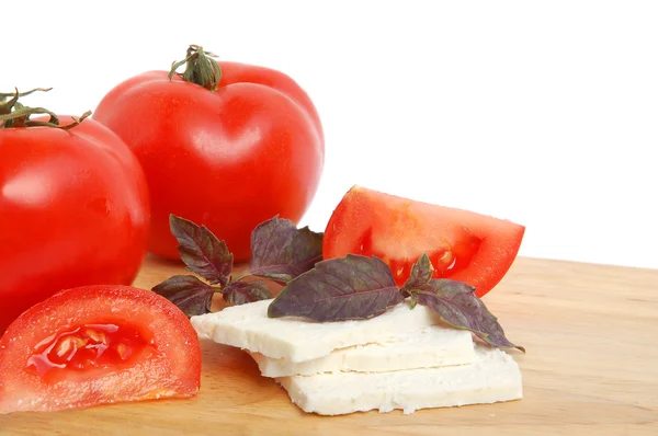 Queijo, tomate e manjericão — Fotografia de Stock