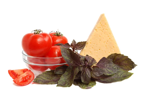 Queso, tomate y albahaca — Foto de Stock