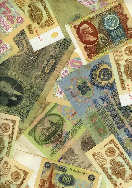 Old soviet russian money background — Stock Photo, Image
