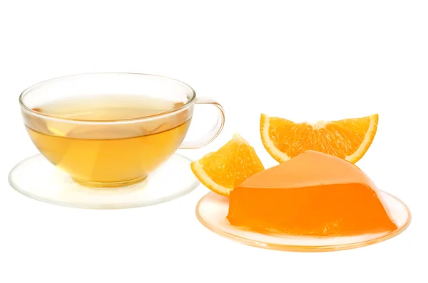 Orange gelé och te — Stockfoto