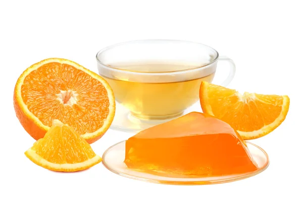 Orangengelee und Tee — Stockfoto