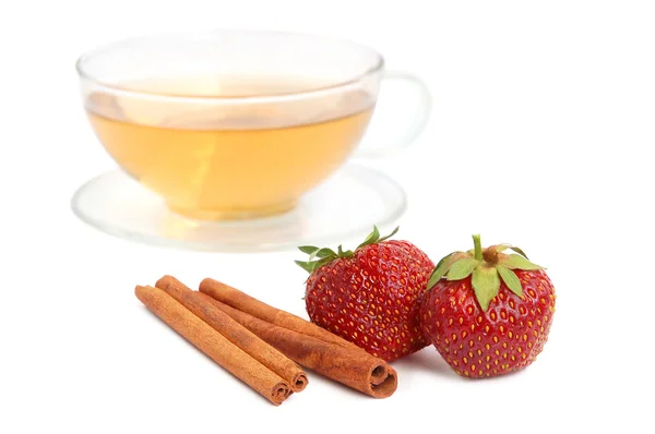 Strawberry with tea — Stock Photo, Image