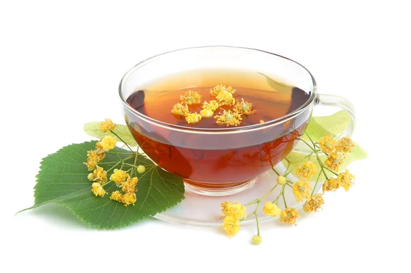 Chá com flores de tília — Fotografia de Stock