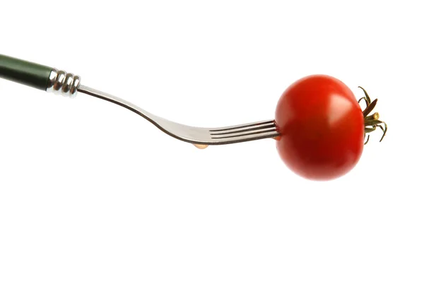 Tomate sur une fourchette — Photo
