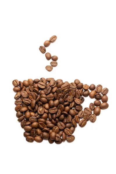 Tasse Kaffee aus Kaffeebohnen — Stockfoto